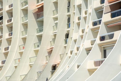 Free Elegant modern building with curved design in La Baule-Escoublac, France. Stock Photo