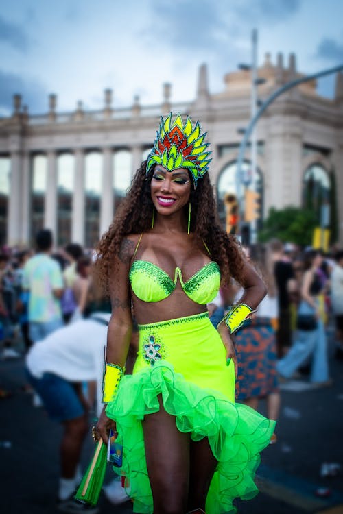 Dancer in a Carnival Costume on the Square