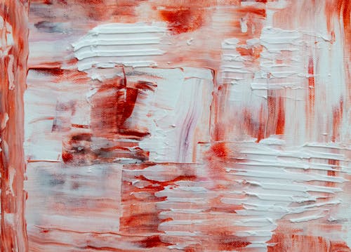 White and Red Abstract Painting