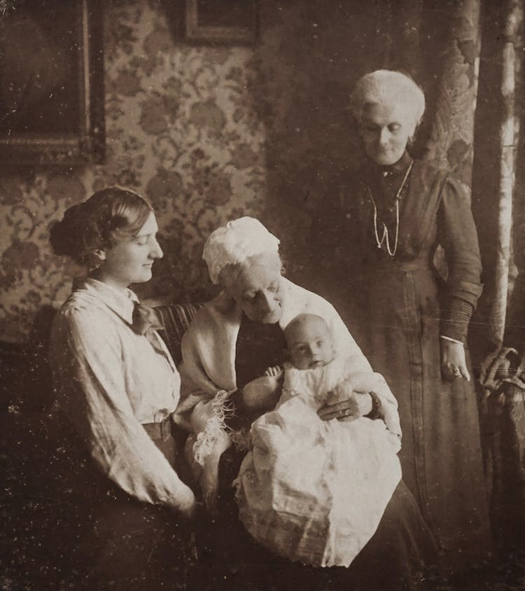 Old Family Photo With A Baby