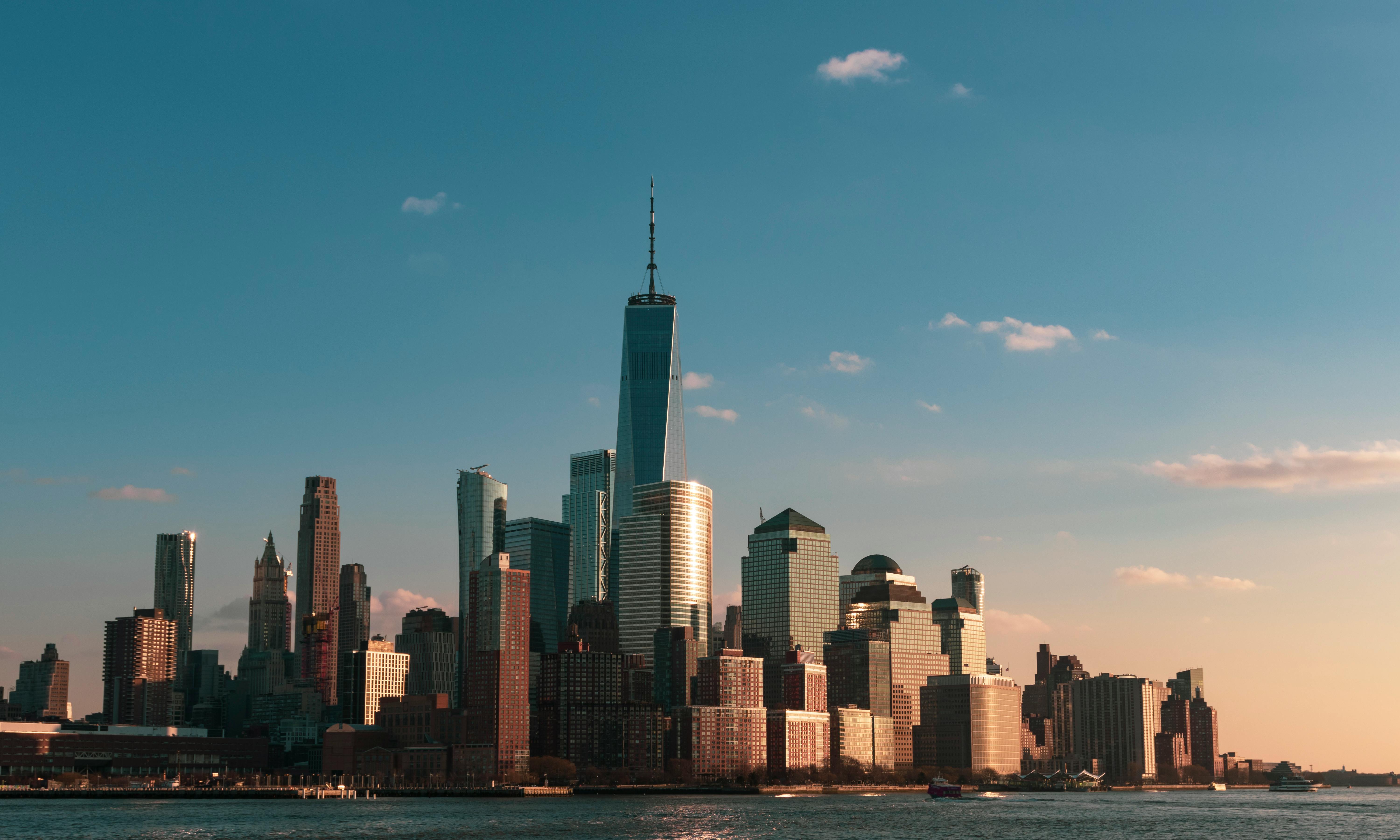 Clear Sky Over City Buildings Free Stock Photo