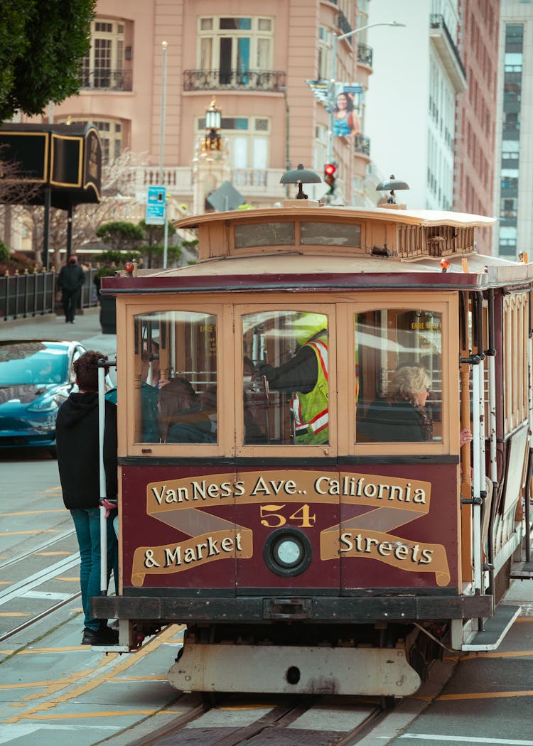 Vintage Tram On Street In San Francisco