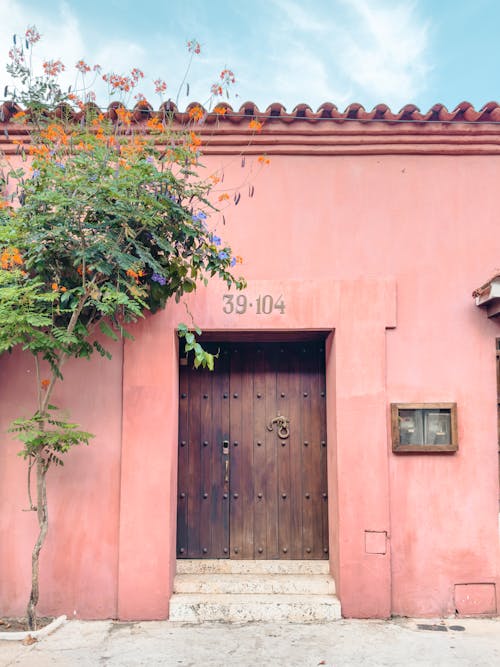 Foto stok gratis bangunan, berwarna merah muda, dinding