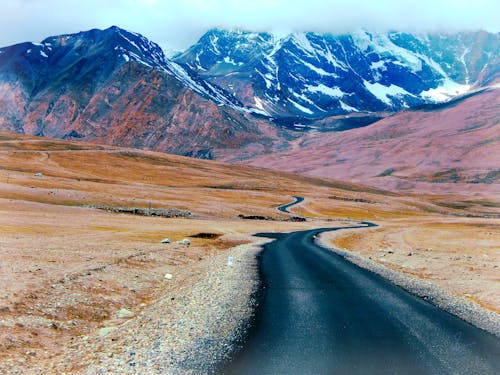 Free stock photo of empty road, ice, mountain