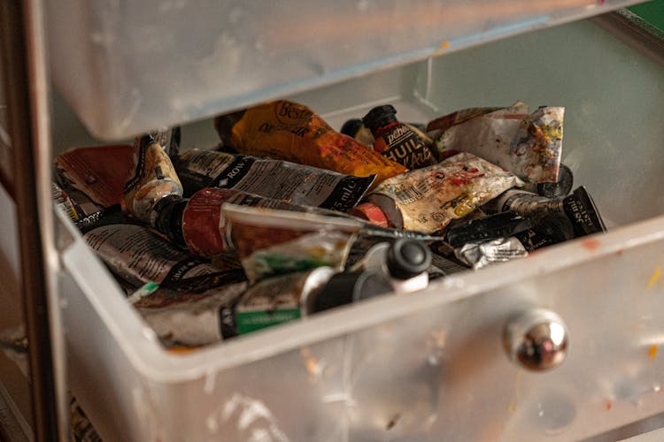 Tubes With Paints In Drawer