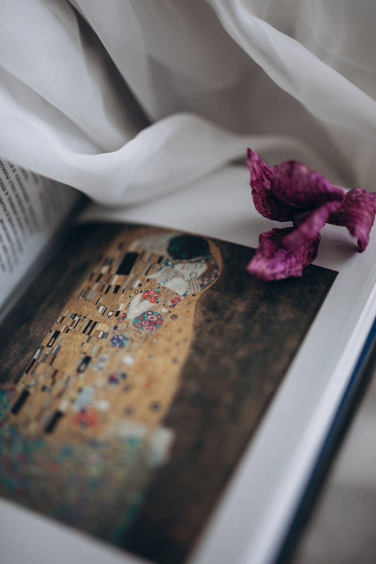 Flower On Image On Book Page