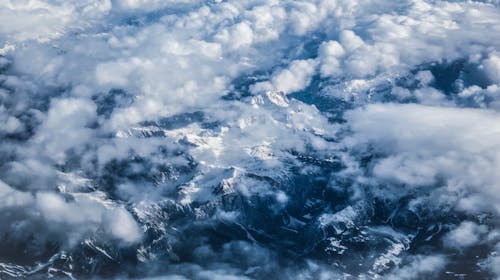 Imagine de stoc gratuită din Alpi, avion, cer cu nori