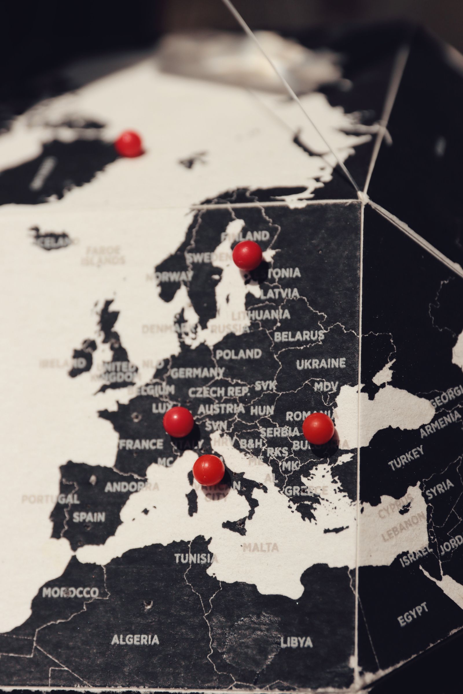 Map With Indicators Digital map screen with red indicators · Free Stock Photo
