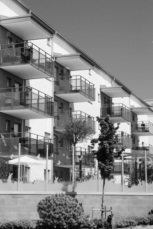 Free Contemporary apartment buildings with balconies in Jönköping, Sweden. Stock Photo
