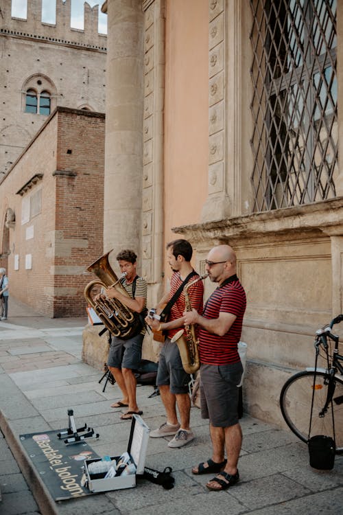 Group Playing Instruments on a Street