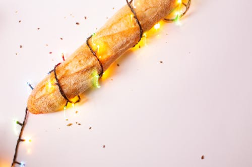 Baguette With Christmas Lights Around It