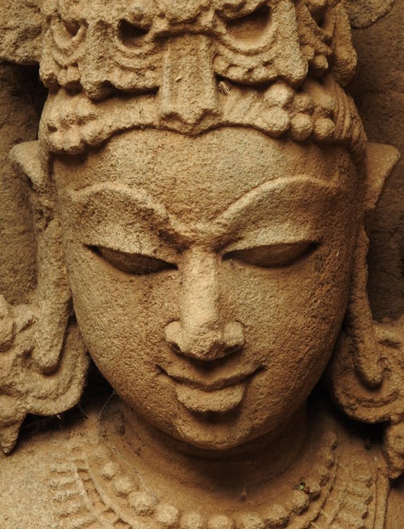 Close-up of a Carved Religious Statue 