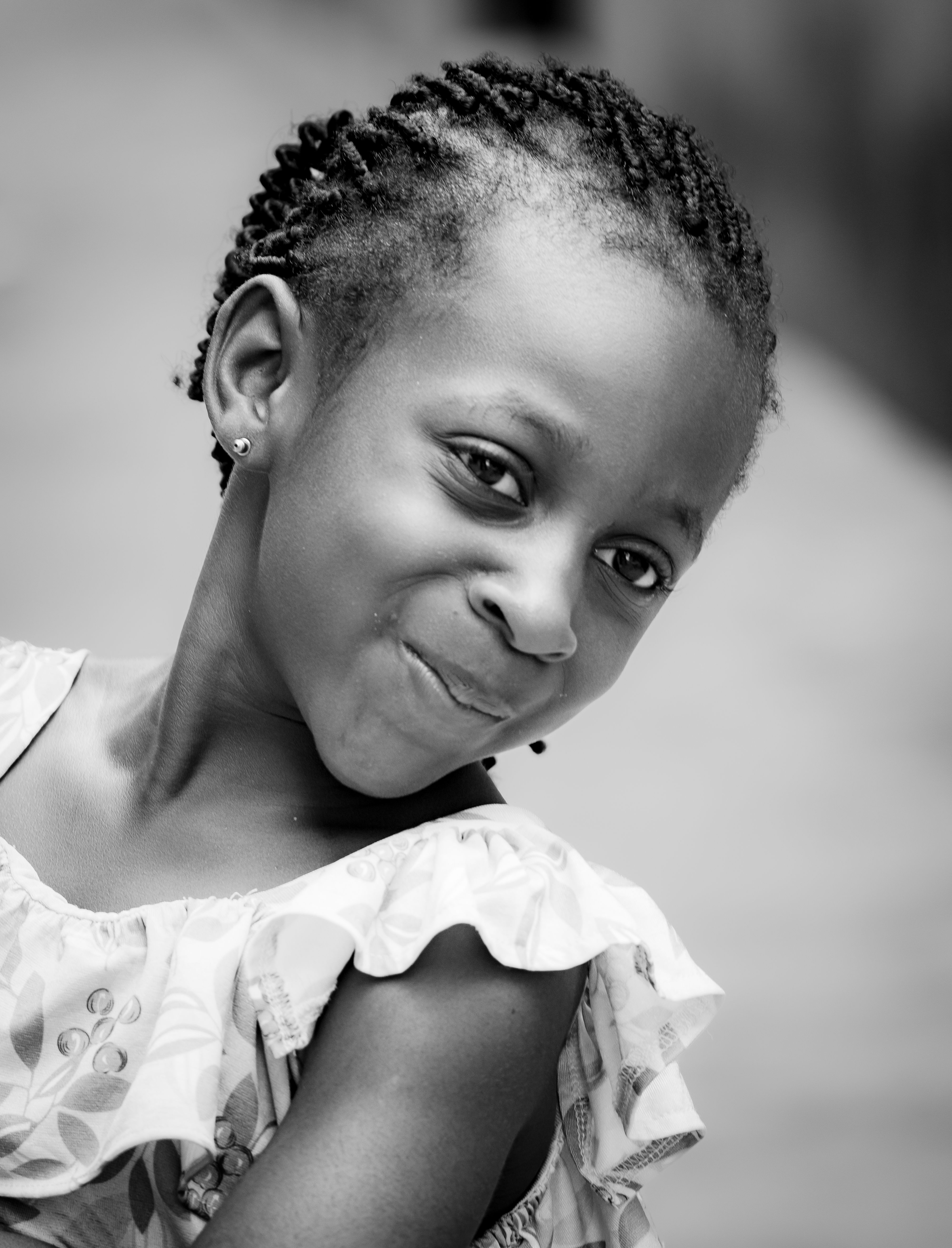 Black and White Portrait of a Little Girl with Short Curly Hair · Free ...