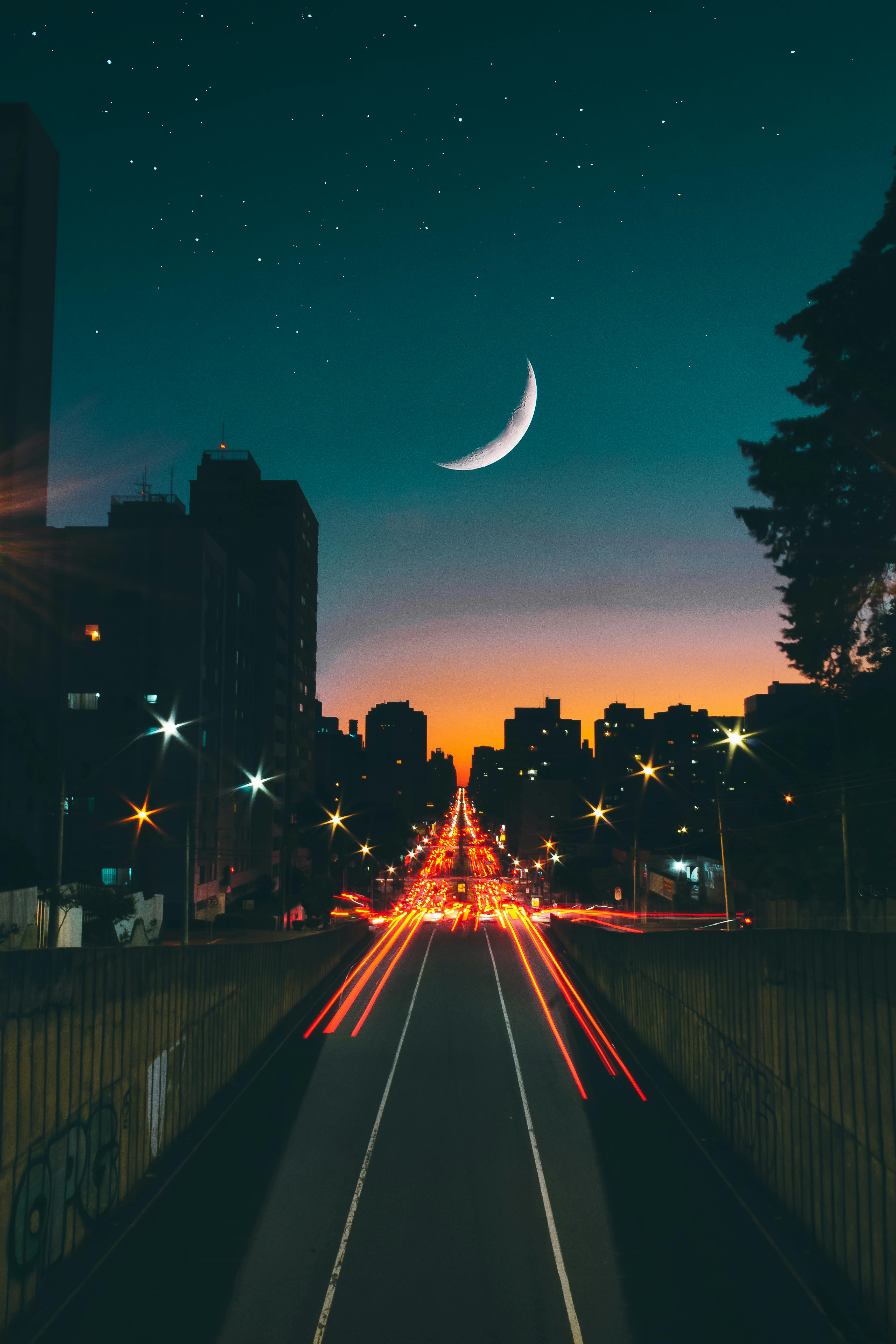 Night Sky over City Road