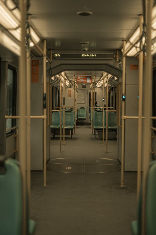 Empty Interior of Metro Train