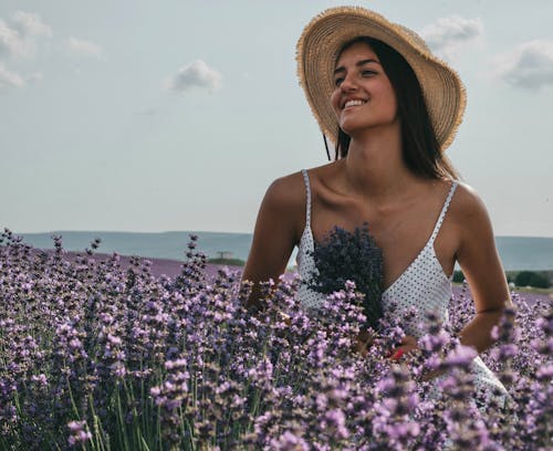 Woman Among Lavender Flowers