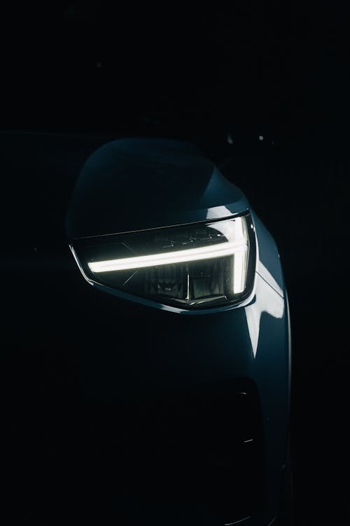 Close-up of the Headlight of a Modern Car 