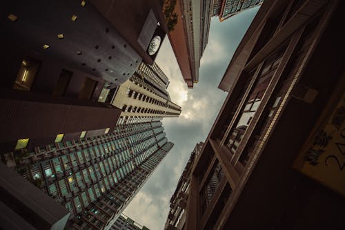 Free Low Angle Shot of Modern Skyscrapers Stock Photo