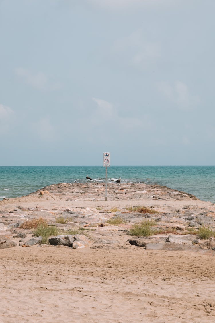 Prohibition Sign On A Seaside Cliff