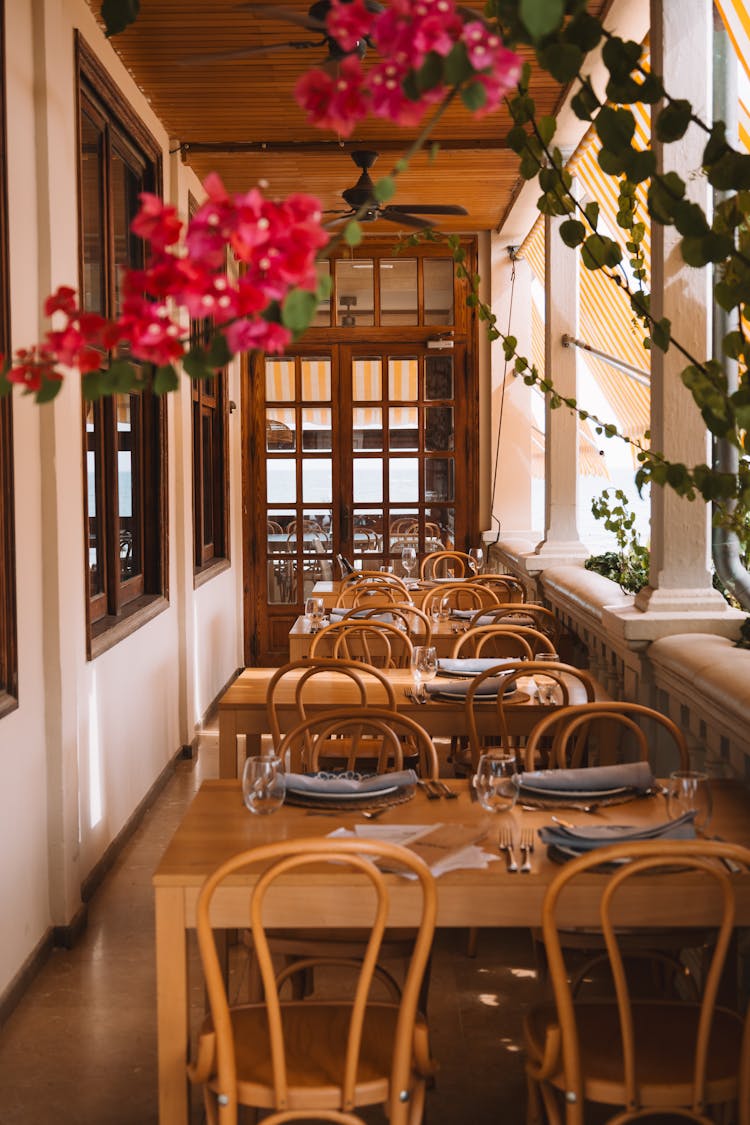 Restaurant Tables On A Balcony