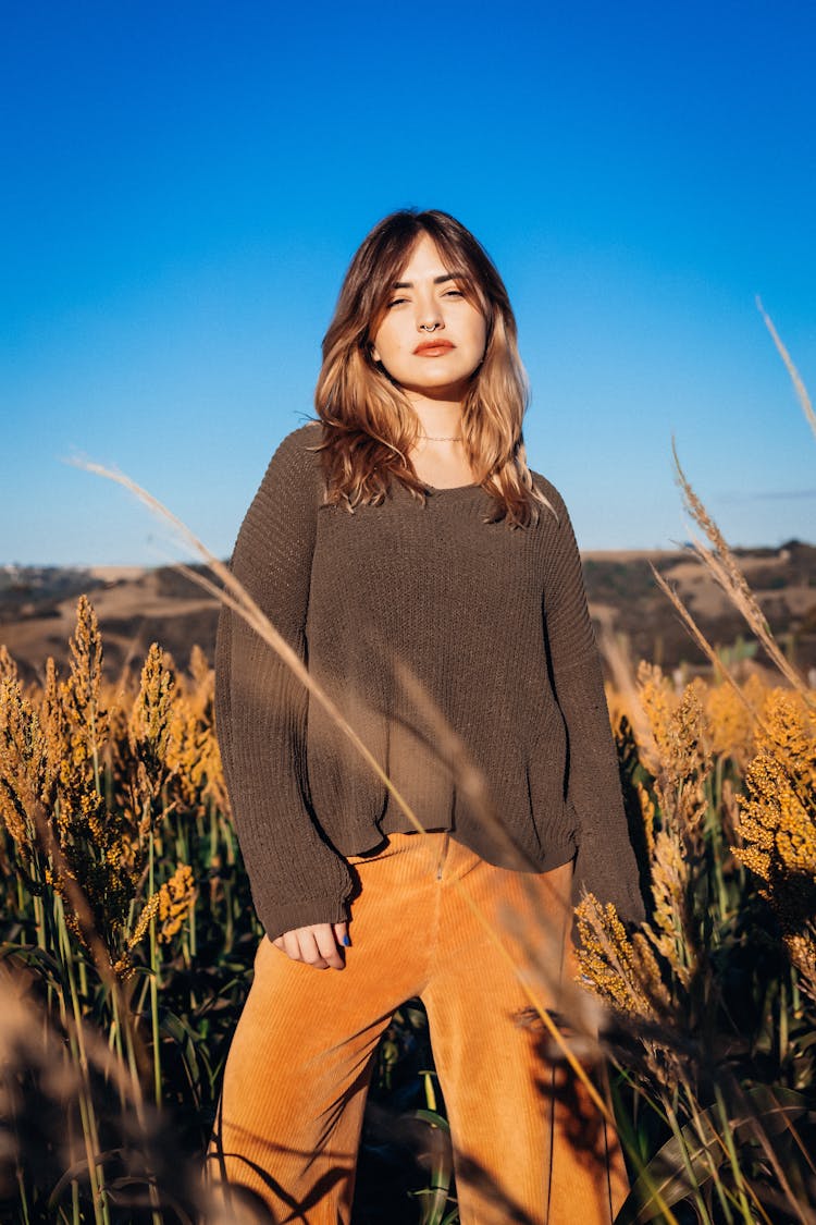 Portrait Of Woman On Meadow