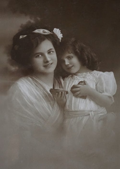 Portrait of Mother with Daughter in Sepia