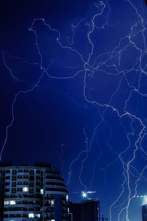 Lightnings on Sky over Town at Night · Free Stock Photo