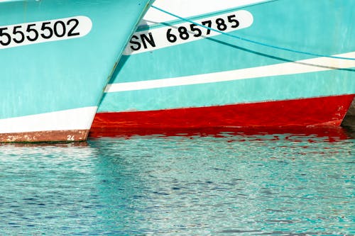 Close-up of Boats Moored in a Port 