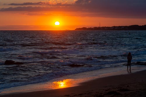 Sunset Sunlight over Sea Shore