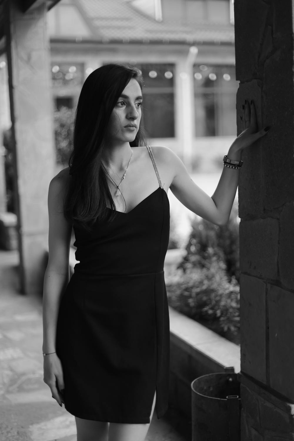Black and White Picture of a Young Woman in an Elegant Dress · Free ...