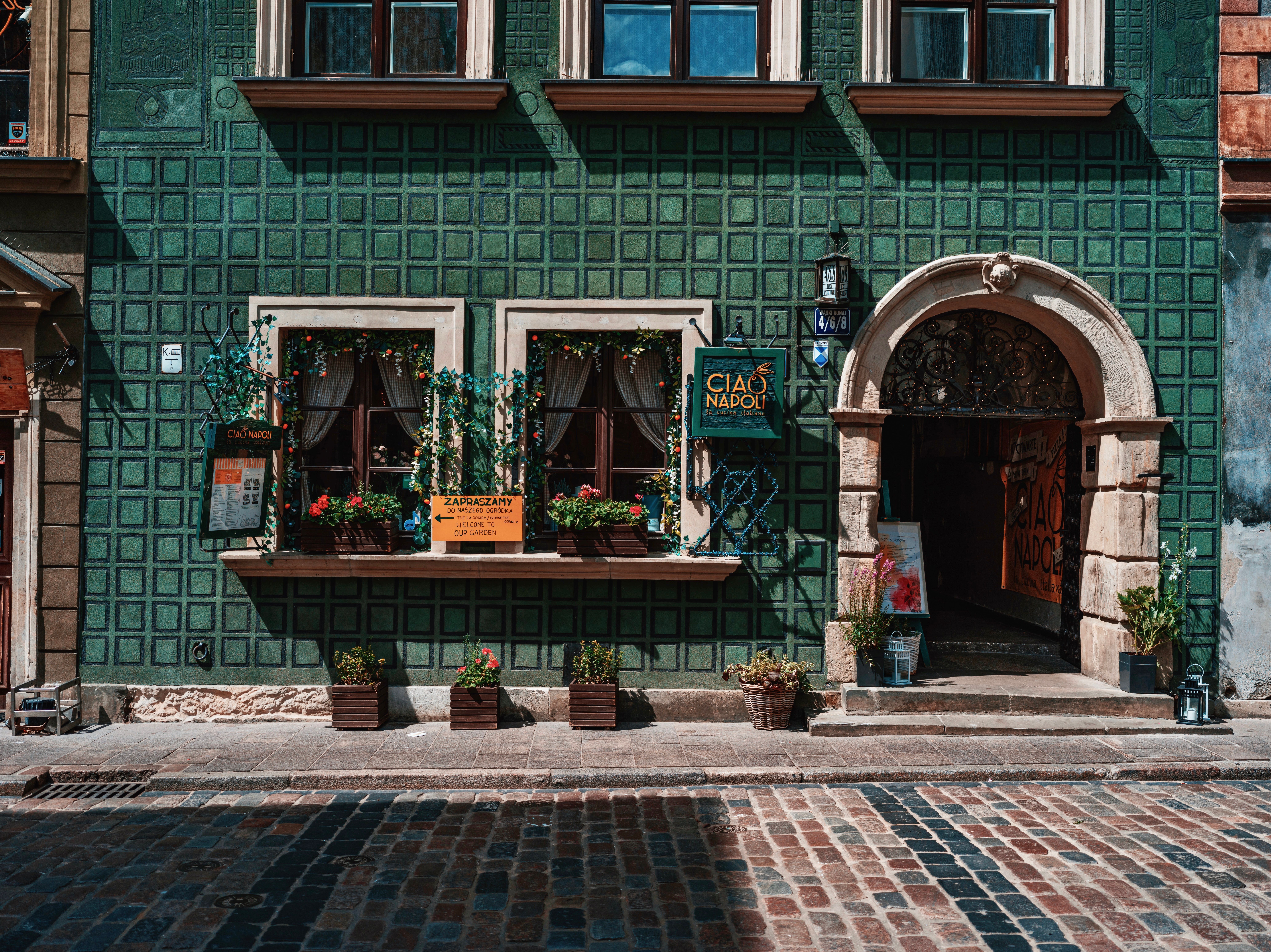 Exterior view of The Emerald Table restaurant entrance