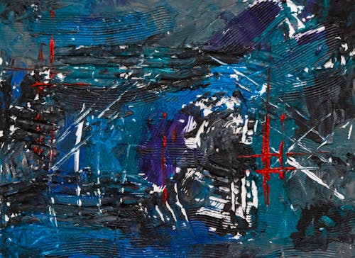 Blue, Red And Black Abstract Painting