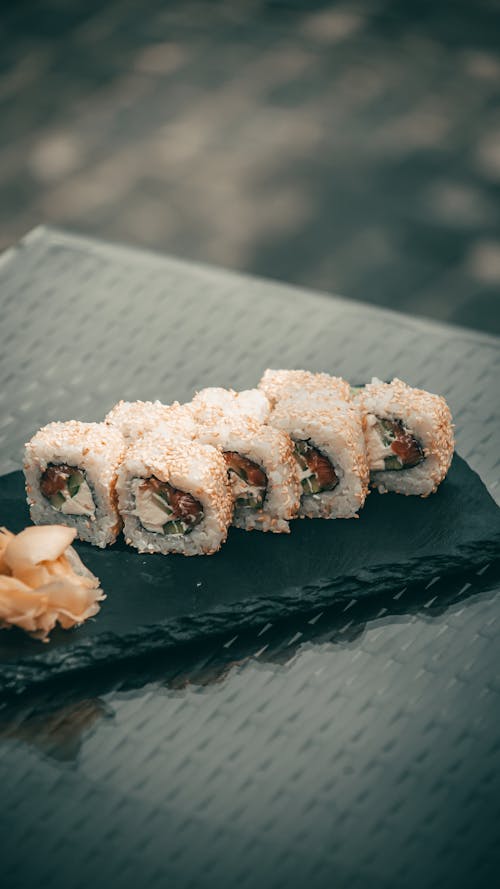 Close-up of Sushi Meal on the Tray 