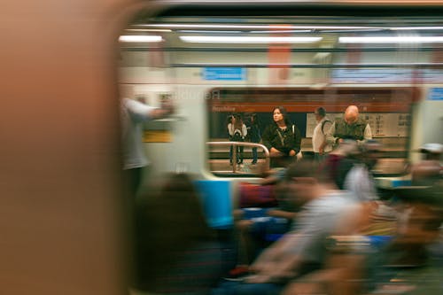 A Subway and People on the Platform in Blurred Motion Effect 