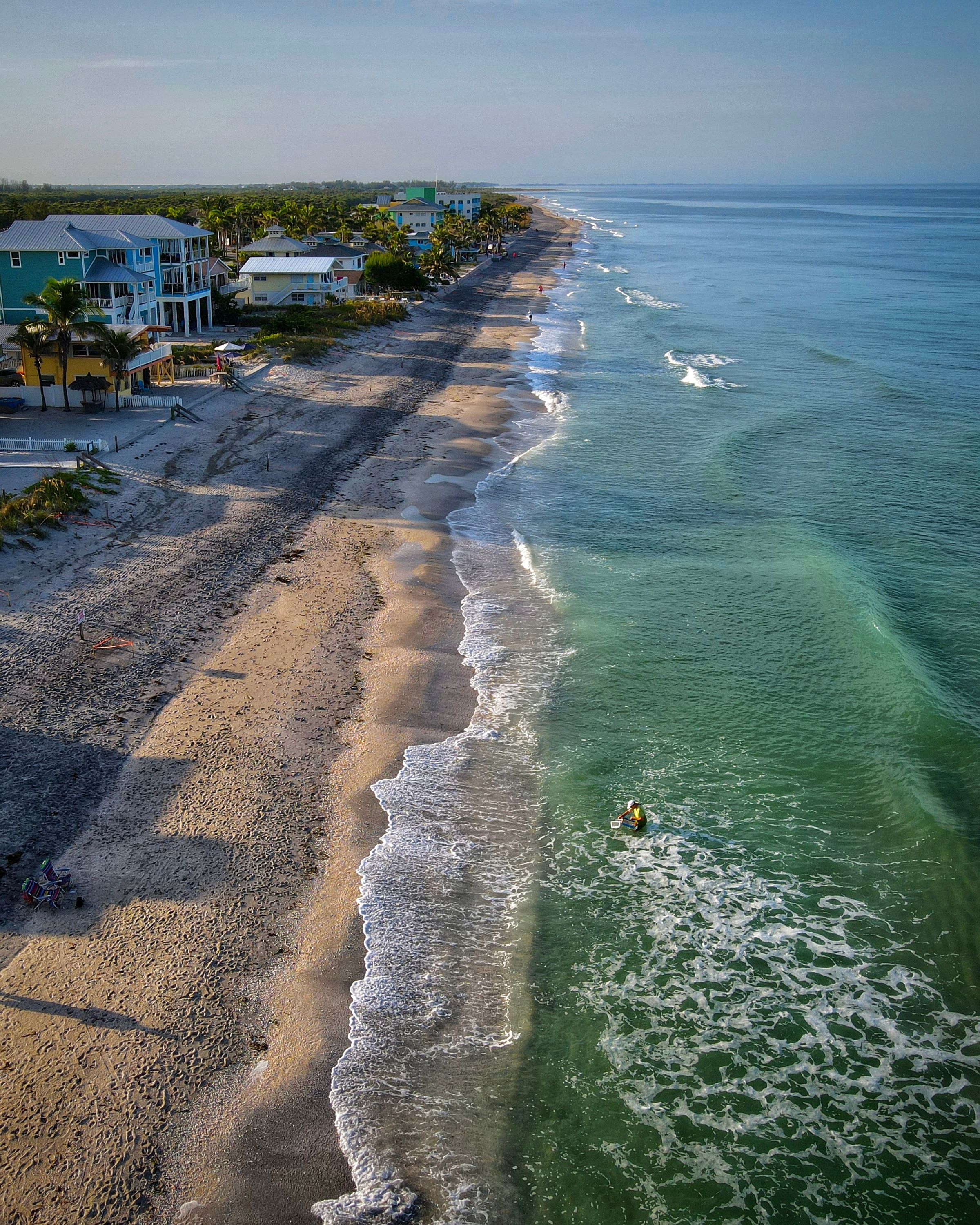 Aerial drone photo of a Florida beach and coastline