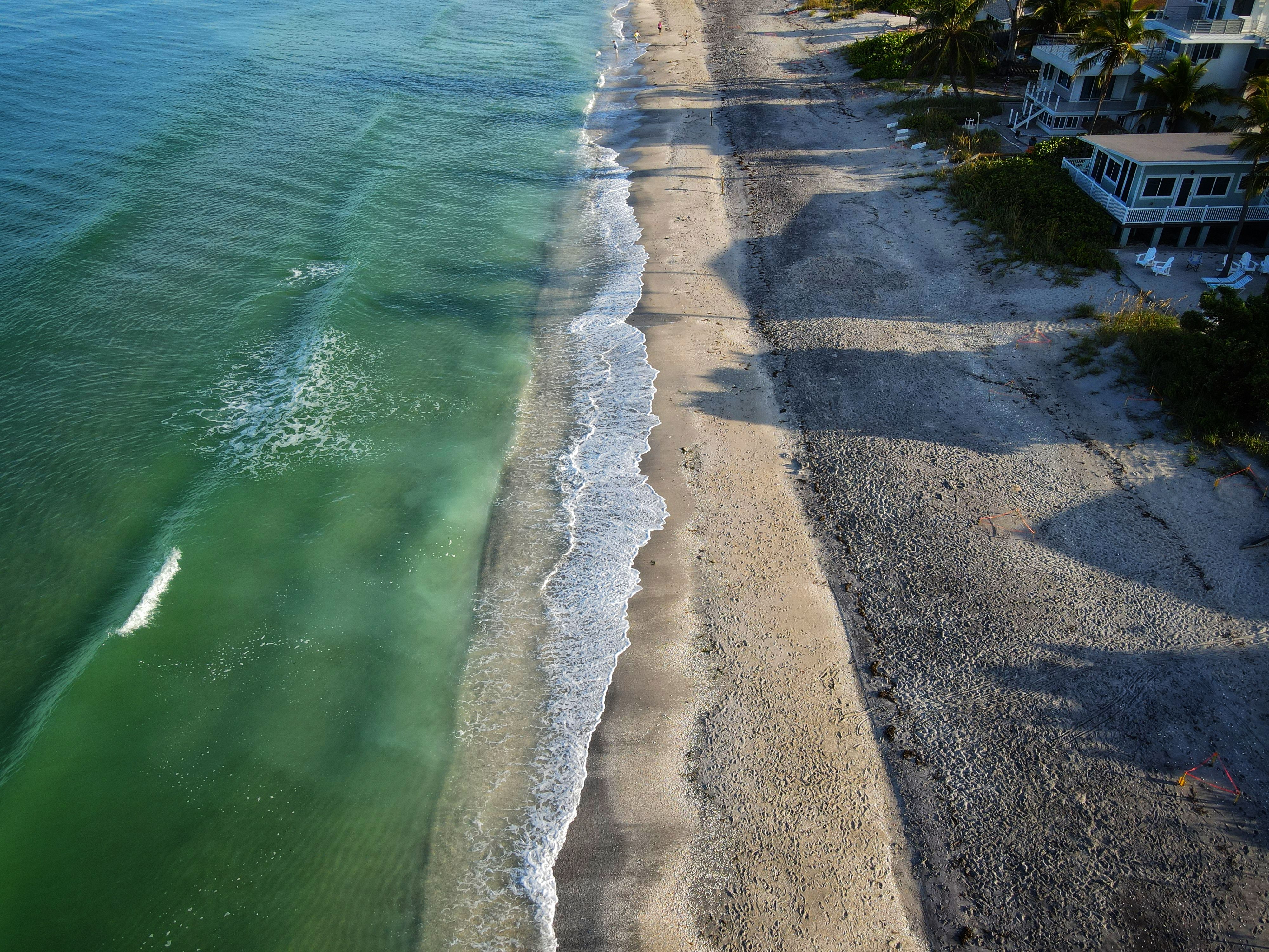 Aerial drone photo of a Florida beach and coastline