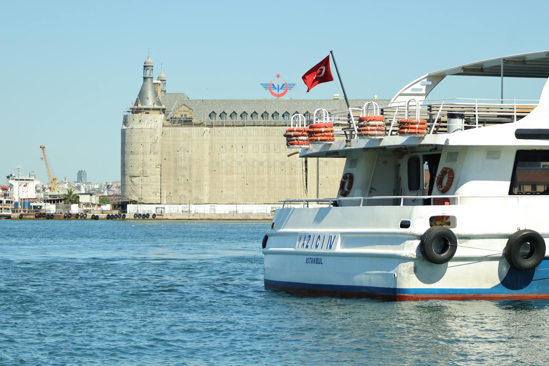 Ferry with Flag of Turkey
