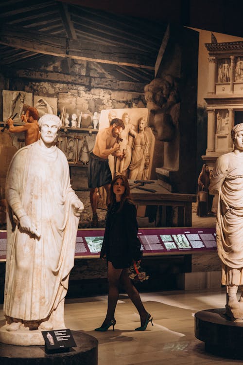 A Woman Visiting the Museum Exhibition