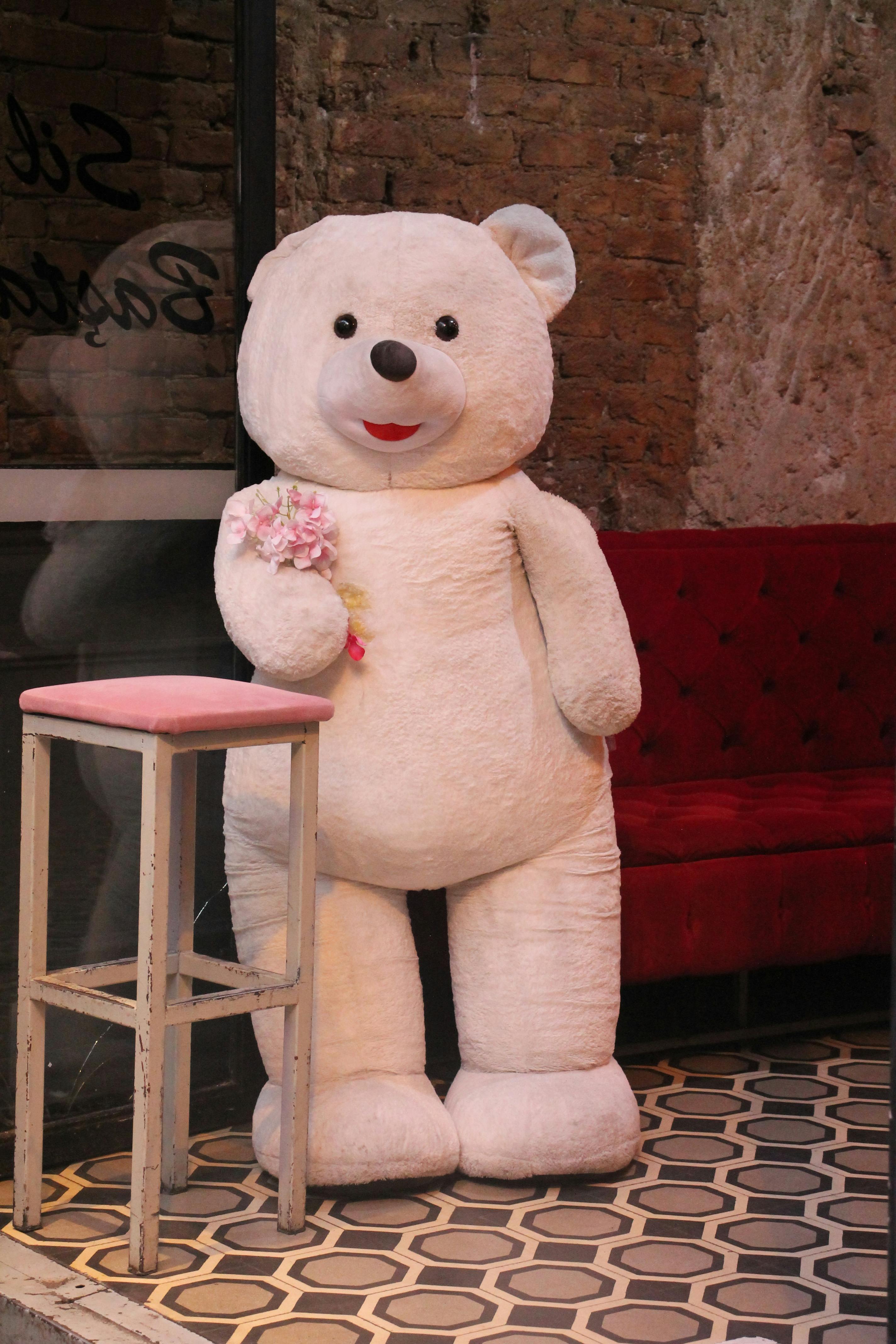 White teddy bear store costume