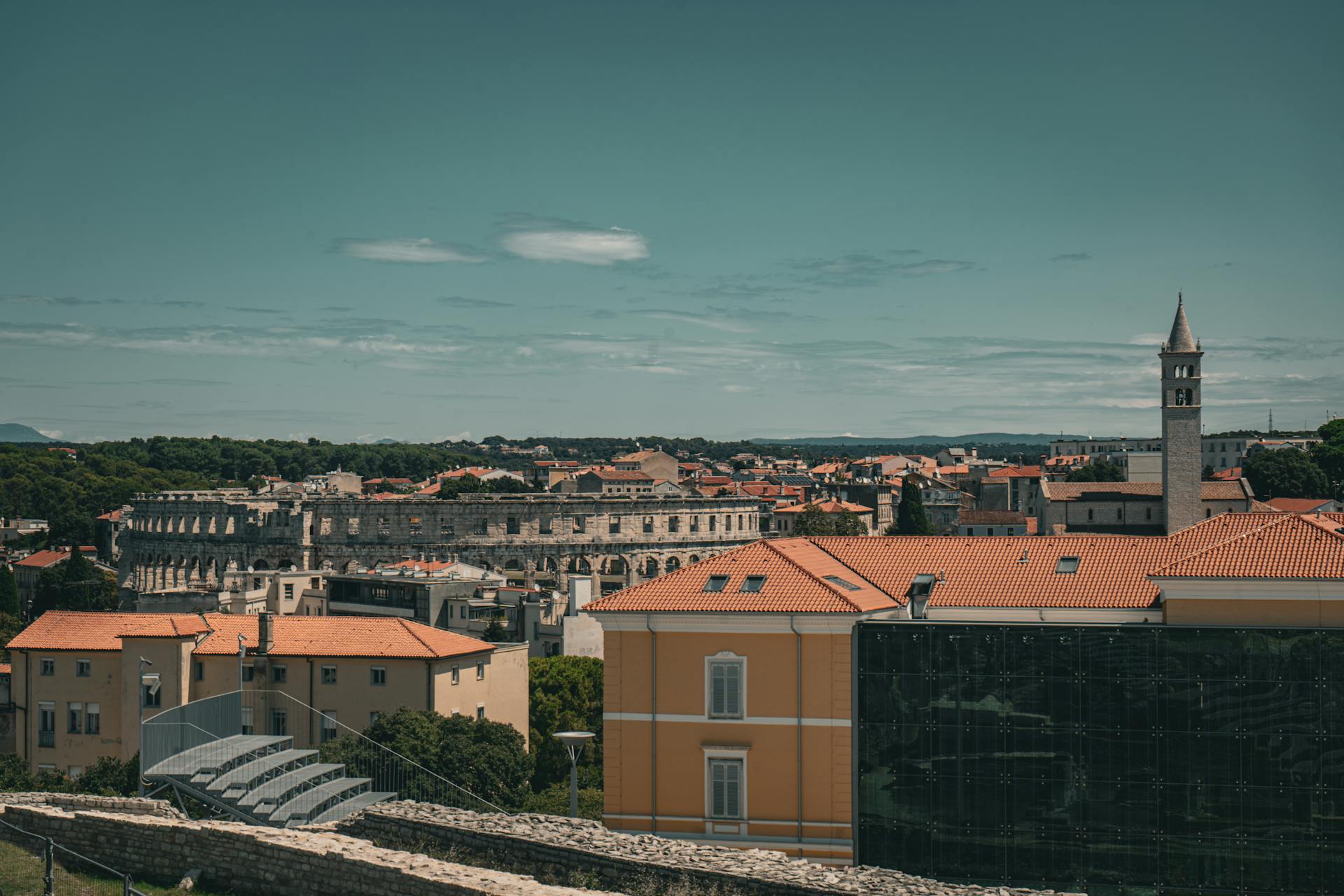 Buildings and Amphitheater in Pula