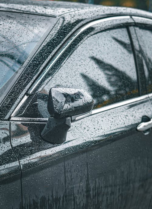 คลังภาพถ่ายฟรี ของ กระจกรถยนต์, การสะท้อน, ฝน
