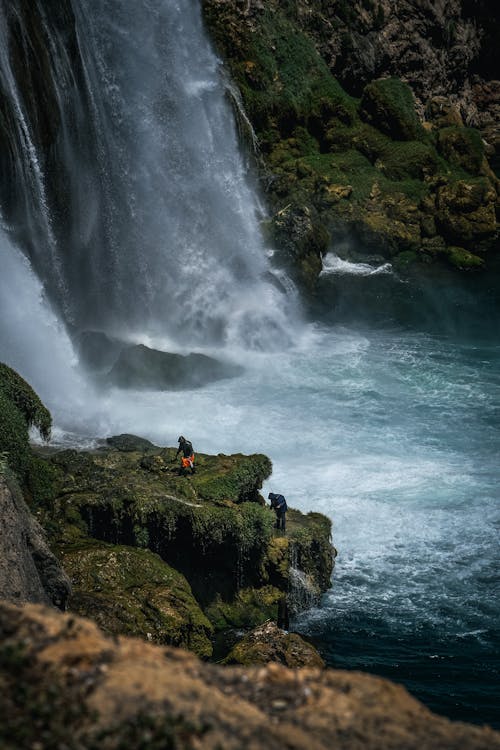 Free Waterfall Among Rocks  Stock Photo