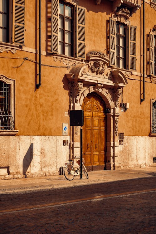 Wooden Door in a Traditional Tenement in Verona 