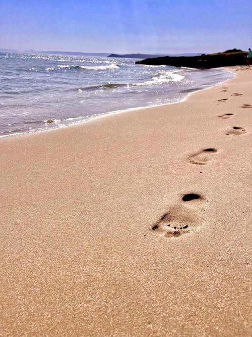 Free stock photo of aegean sea, foot, footprint