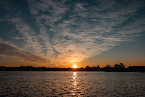 View of a Lake at Sunset 