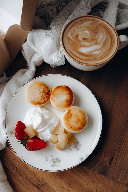 Snacks with Cream and Strawberries