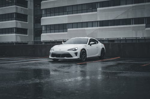 Sports Toyota Car Parked in Rain