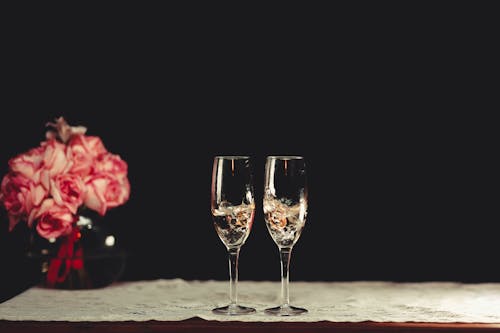 Free Two Clear Goblet Glasses Stock Photo