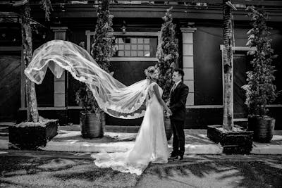Bride getting ready with makeup artist