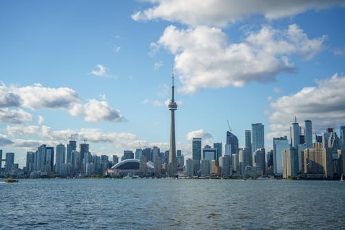 Free Panoramic View of Toronto Skyline from the Harbor  Stock Photo